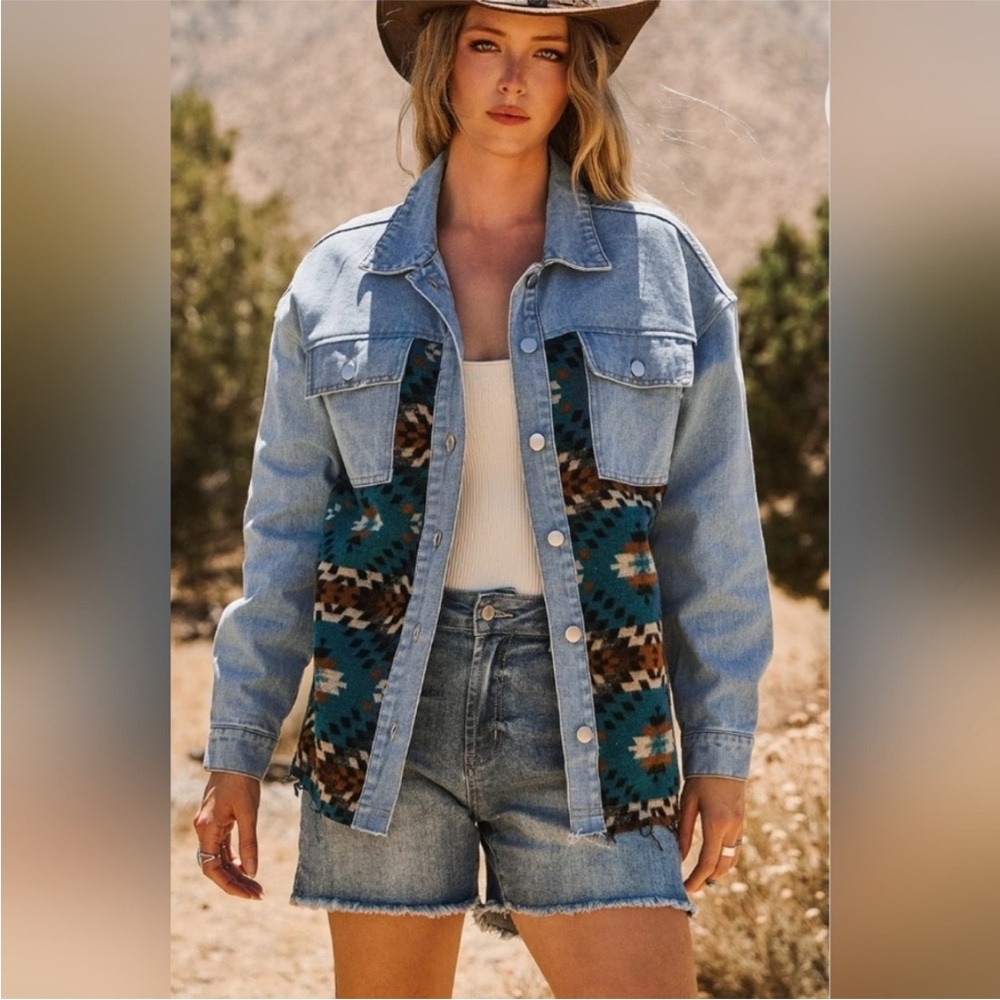 Aztec pattern denim jacket - Picture 6 of 11